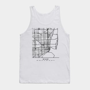 MIAMI FLORIDA BLACK CITY STREET MAP ART Tank Top